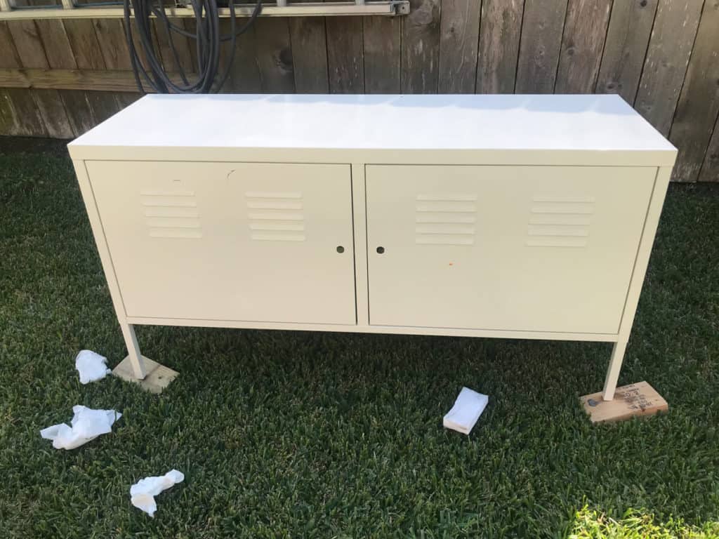 White metal locker cabinet