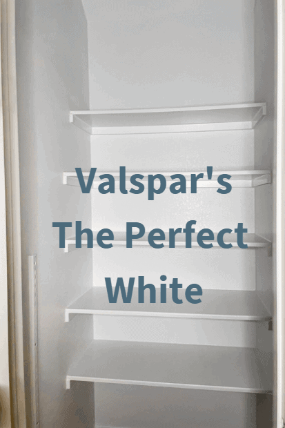 An empty closet painted a crisp white from Valspar called The perfect white
