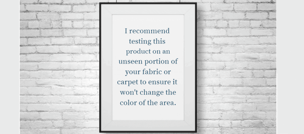 A tip stating that using the Folex carpet cleaning product you should try it on a small area first