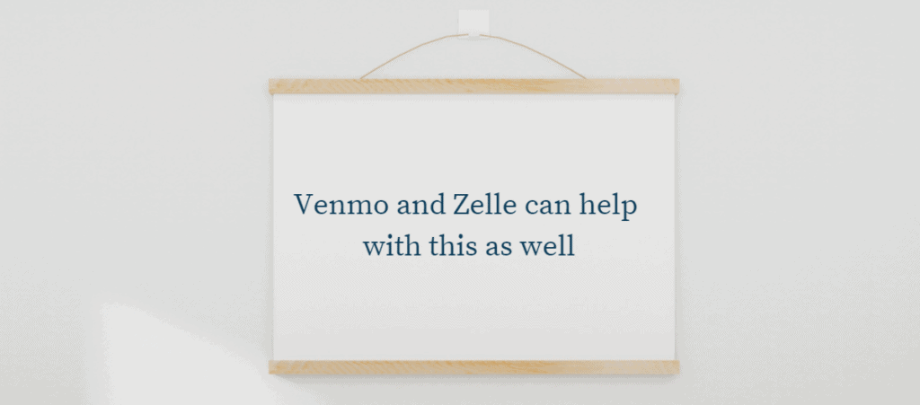 Tip stating to use venmo and zelle when sharing costs